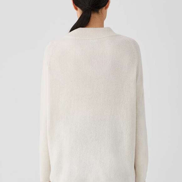 Eileen Fisher Cream Women's Cashmere Silk Turtleneck Sweater Size L - Picture 2 of 7